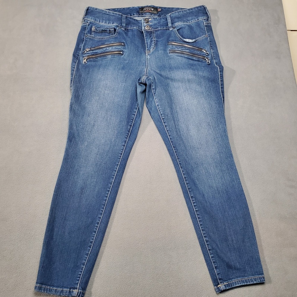 Torrid Jeans Womens 18 R Blue Jegging  34X27 3 Button Denim Double Zipper